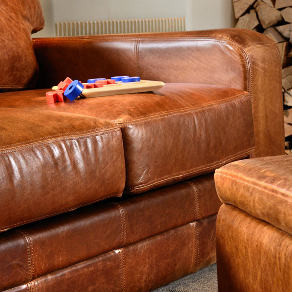 Luca Leather Three Seater Brown Cerato Sofa